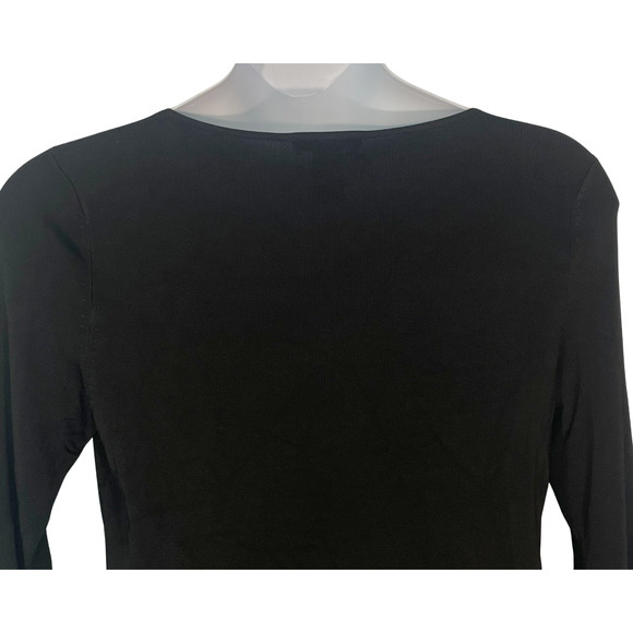 Sweater Works Sz XL Pullover Sweater Top Sequin Tiger Applique Black Slinky Knit - Picture 8 of 9